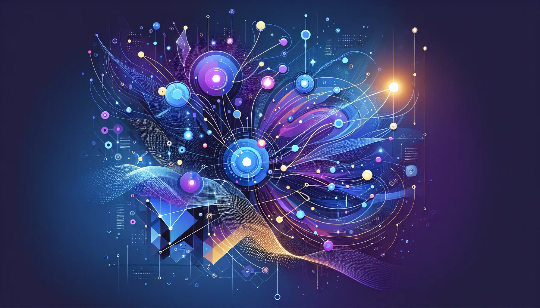 Abstract illustration of connected nodes forming a constellation-like network, representing group AI connectivity