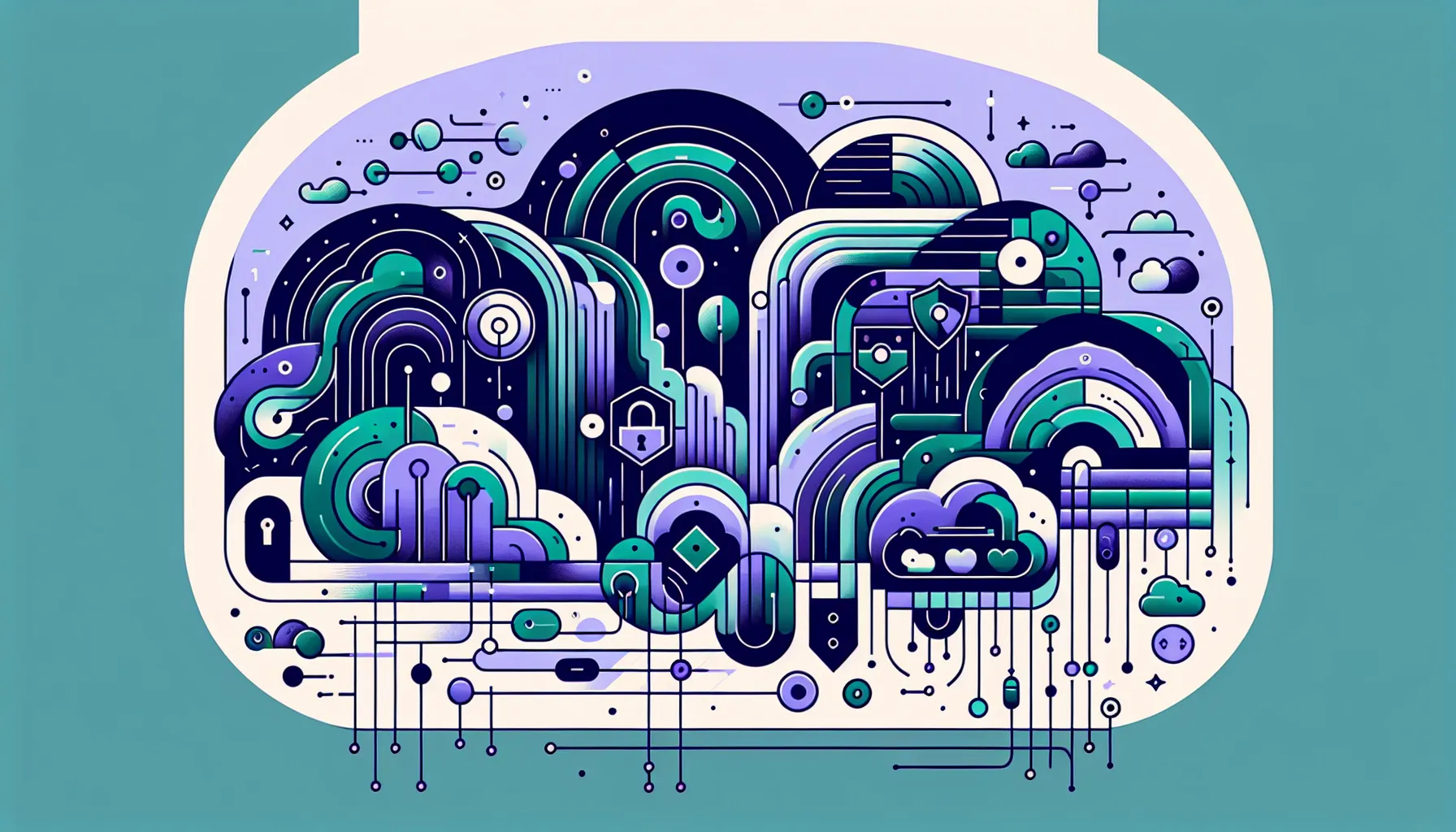 Split composition showing a self-contained glowing device alongside expansive cloud formations